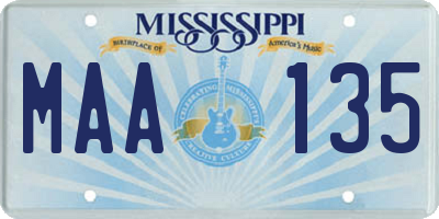 MS license plate MAA135