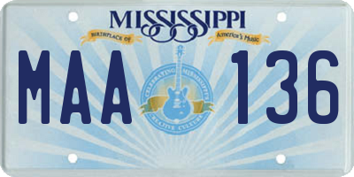 MS license plate MAA136