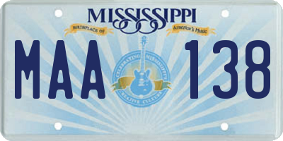MS license plate MAA138