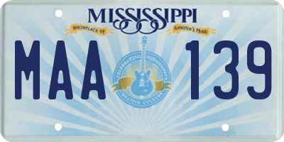MS license plate MAA139