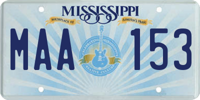 MS license plate MAA153