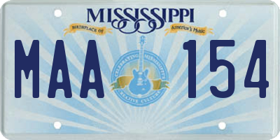 MS license plate MAA154