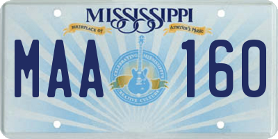 MS license plate MAA160