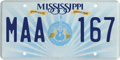 MS license plate MAA167