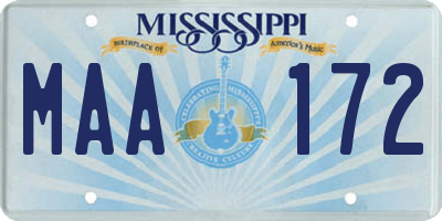 MS license plate MAA172