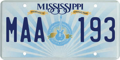 MS license plate MAA193