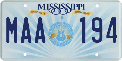 MS license plate MAA194
