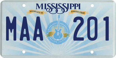 MS license plate MAA201