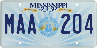 MS license plate MAA204