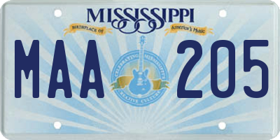 MS license plate MAA205