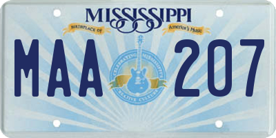 MS license plate MAA207