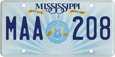 MS license plate MAA208