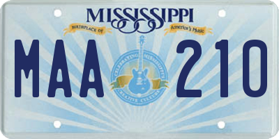 MS license plate MAA210
