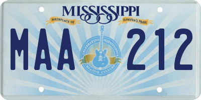MS license plate MAA212