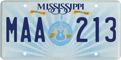 MS license plate MAA213