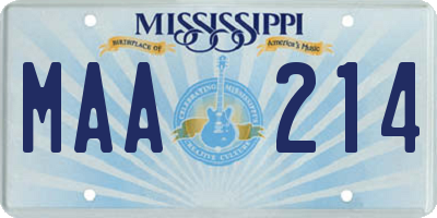 MS license plate MAA214