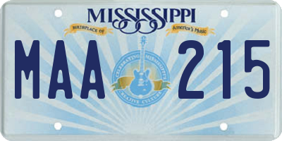 MS license plate MAA215