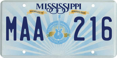 MS license plate MAA216