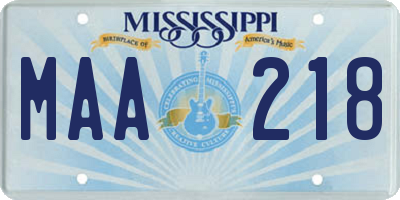 MS license plate MAA218