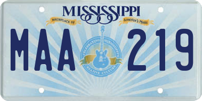 MS license plate MAA219