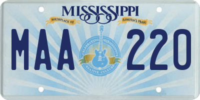 MS license plate MAA220