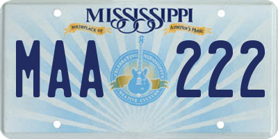 MS license plate MAA222