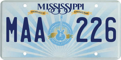 MS license plate MAA226