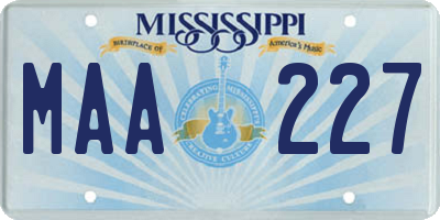 MS license plate MAA227