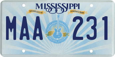MS license plate MAA231
