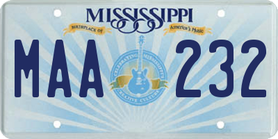 MS license plate MAA232