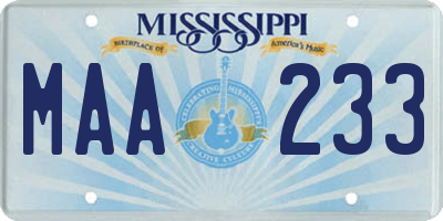 MS license plate MAA233