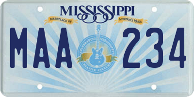 MS license plate MAA234