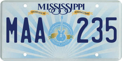 MS license plate MAA235
