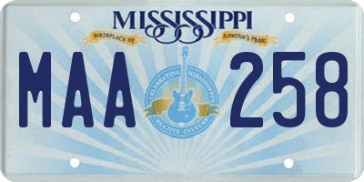MS license plate MAA258