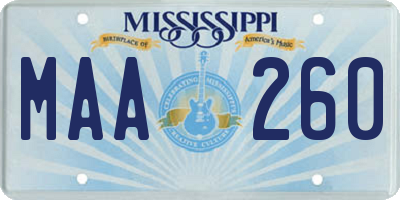 MS license plate MAA260