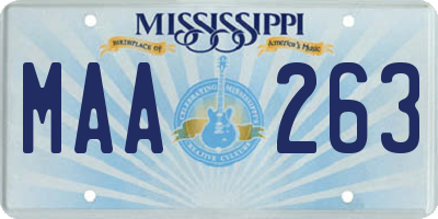 MS license plate MAA263