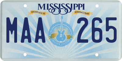 MS license plate MAA265