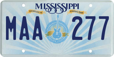 MS license plate MAA277