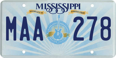 MS license plate MAA278