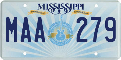 MS license plate MAA279