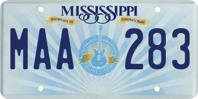 MS license plate MAA283