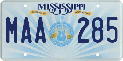 MS license plate MAA285