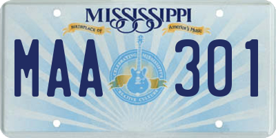 MS license plate MAA301
