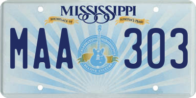 MS license plate MAA303
