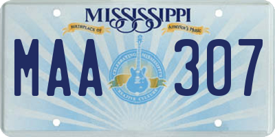 MS license plate MAA307