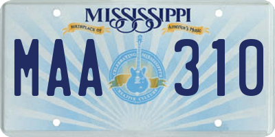 MS license plate MAA310