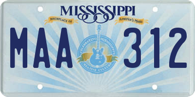 MS license plate MAA312