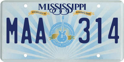 MS license plate MAA314