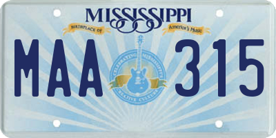 MS license plate MAA315