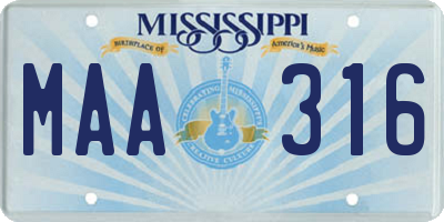MS license plate MAA316